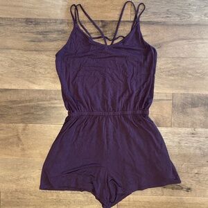 American Eagle Outfitters Romper Burgundy/Plum Size Small